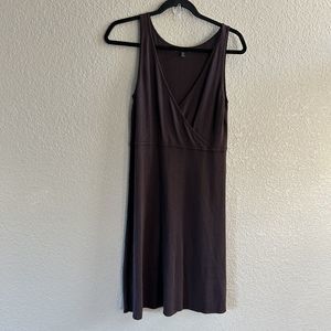 Eileen Fisher Dress Womens XS Brown Silk Blend Sleeveless Faux Wrap Knee Length